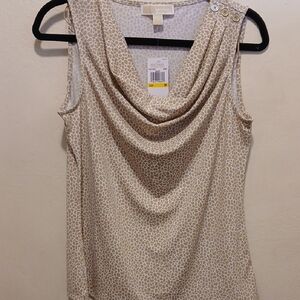 Michael Kors Beige Patterned Sleeveless Blouse
